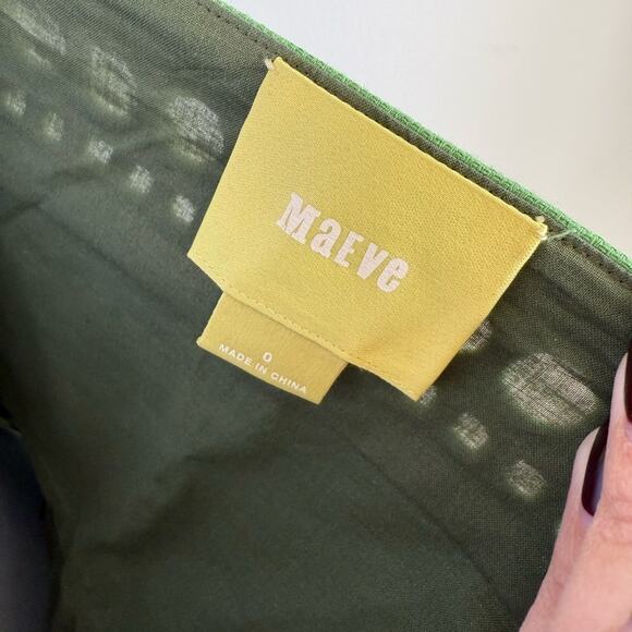 ANTHROPOLOGIE MAEVE SEABORNE CORSET PEPLUM TANK GREEN EYELETTE SIZE 0 - Picture 7 of 8